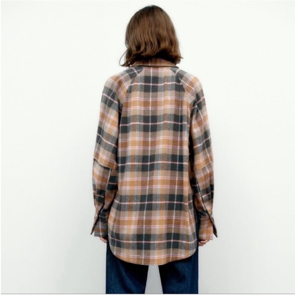 ZARA oversized plaid button up over shirt jacket size XS - Picture 4 of 16